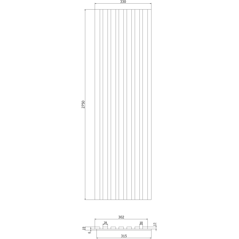 Mexen Lam-F Akusztikus fali lamellák mintája, 6 mm-es filc, Fehér Fényes - S105-054-S