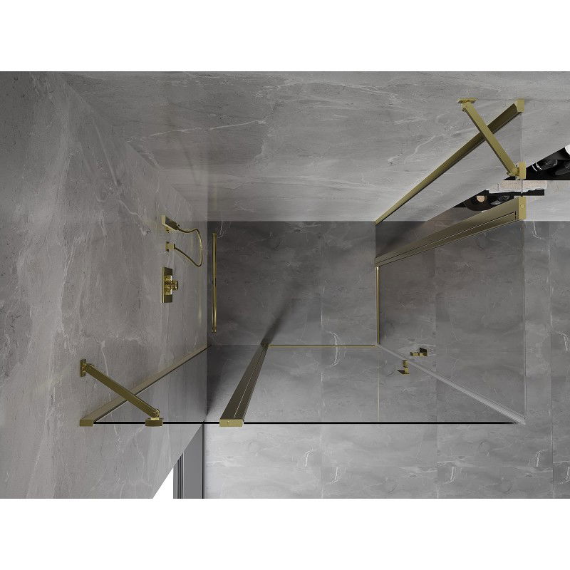 Mexen Mist Duo cabină de duș cu ușă batantă 100 x 70 cm, transparent, aurie - 8A4-100-070-50-00