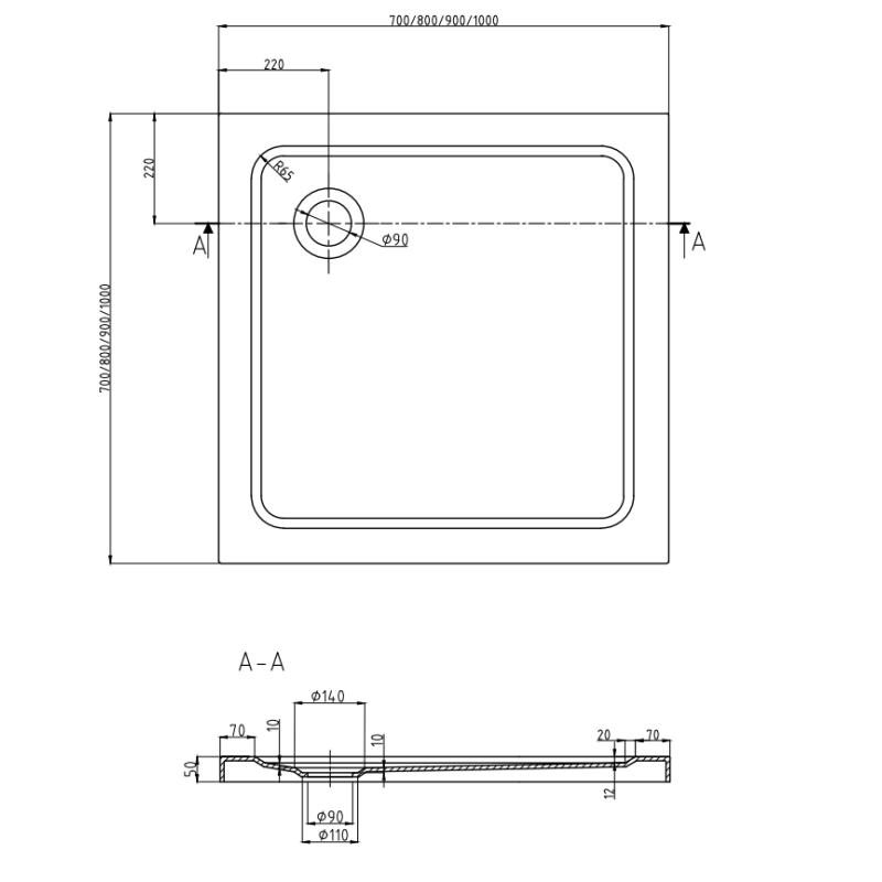 Mexen Pretoria cabină de duș cu uși batante 90 x 90 cm, grafit, crom + cadă de duș Flat, negru - 852-090-090-01-40-4070