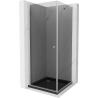 Mexen Pretoria cabină de duș cu ușă pivotantă 90 x 90 cm, grafit, crom + cadă Flat, neagră - 852-090-090-01-40-4070