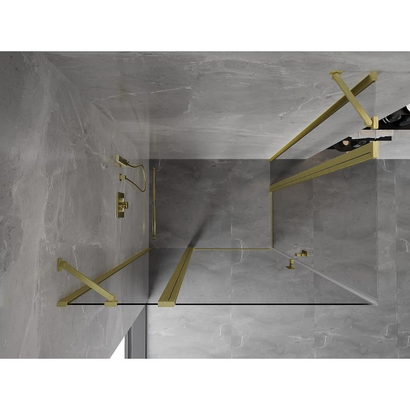 Mexen Mist Cabină de duș Duo cu ușă batantă 120 x 70 cm, transparentă, auriu periat - 8A4-120-070-55-00