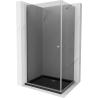 Mexen Pretoria cabină de duș cu uși batante 80 x 90 cm, grafit, crom + cadă Flat, negru - 852-080-090-01-40-4070