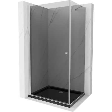 Mexen Pretoria cabină de duș batantă 70 x 110 cm, grafit, crom + cadă Flat, negru - 852-070-110-01-40-4070