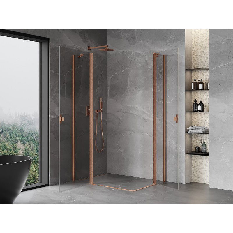 Mexen Mist Duo cabină de duș pivotantă 120 x 115 cm, transparent, cupru periat - 8A4-120-115-65-00