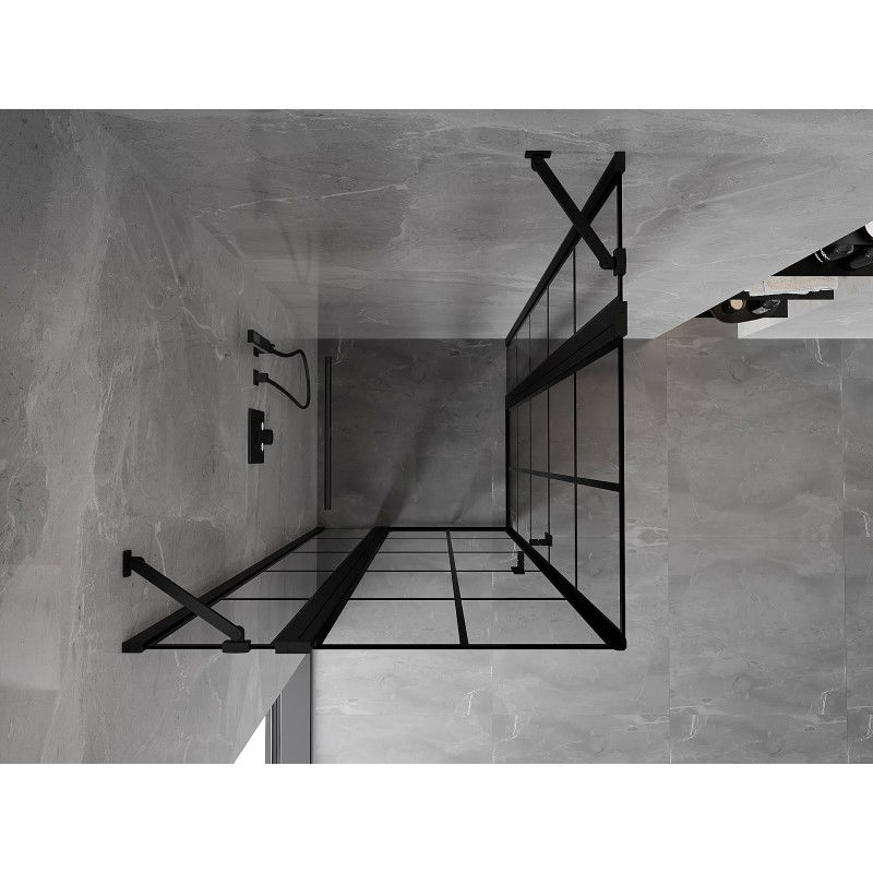 Mexen Mist Duo cabină de duș batantă 115 x 115 cm, grilaj negru, negru - 8A4-115L-115P-70-77