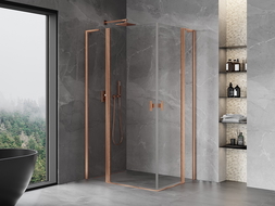 Mexen Mist L Duo zuhanykabin nyitható 120 x 90 cm, átlátszó, selyemfényű réz - 8A4L-120-090-65-00
