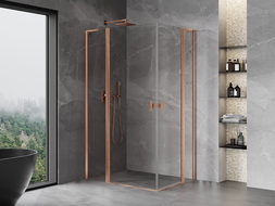 Mexen Mist L Duo nyíló zuhanykabin 105 x 95 cm, áttetsző, kefélt réz - 8A4L-105-095-65-00