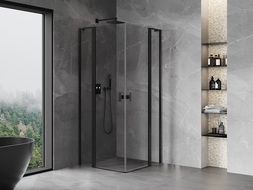 Mexen Mist L Duo nyíló zuhanykabin 90 x 90 cm, átlátszó, fekete - 8A4L-090-090-70-00