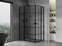 Mexen Mist L Duo cabină de duș batantă 120 x 90 cm, grilaj negru, negru - 8A4L-120L-090P-70-77