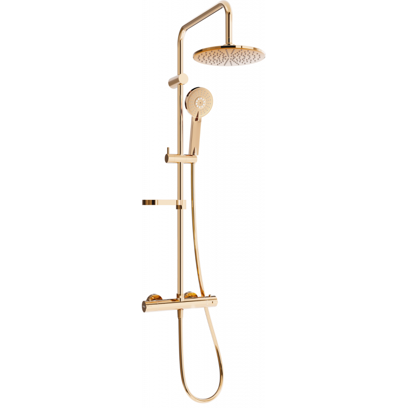 Mexen KX40 set de duș montat la suprafață cu duș deasupra și baterie termostatică, aur roz - 771504091-60