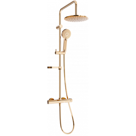 Mexen KX40 set de duș montat pe suprafață cu ploaie și baterie termostatică, aur roz - 771504091-60