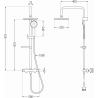 Mexen KX40 set de duș montat deasupra cu duș fix și baterie termostatică, gun gray periat - 771504091-66