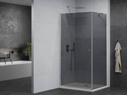 Mexen Pretoria cabină de duș cu balamale 100 x 90 cm, grafit, Crom + cadă pentru duș Flat - 852-100-090-01-40-4010