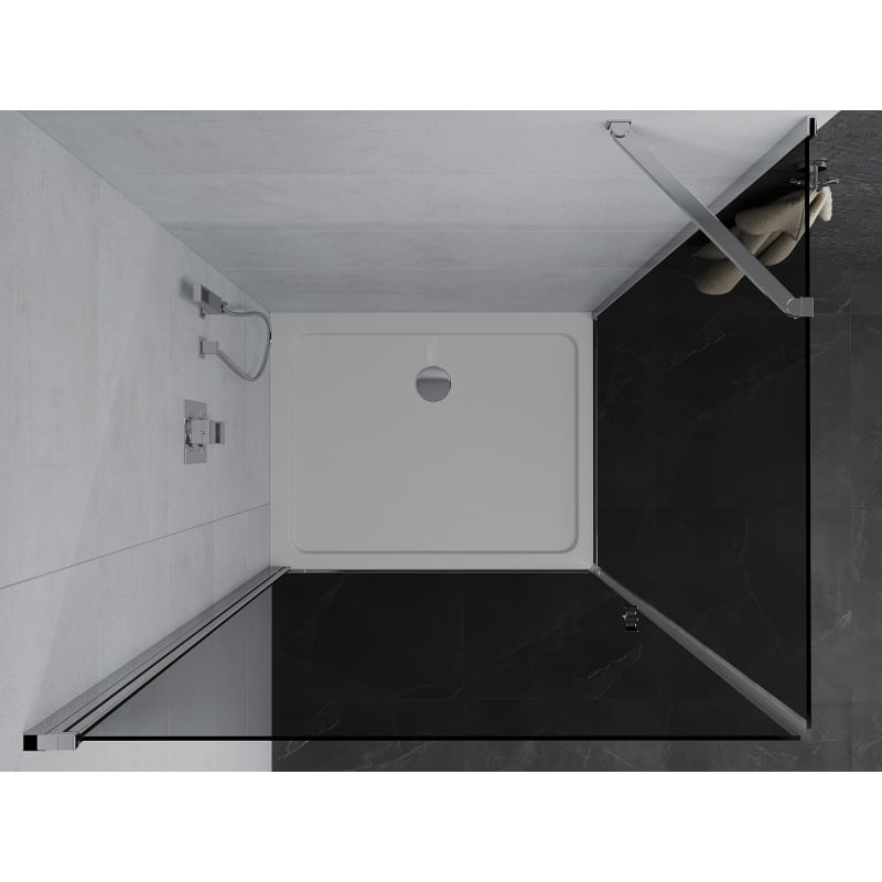 Mexen Pretoria cabina de duș batantă 100 x 90 cm, grafit, crom + cadă Flat - 852-100-090-01-40-4010