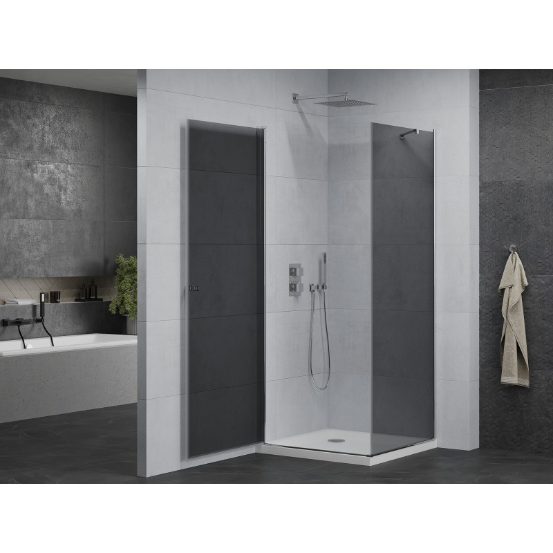 Mexen Pretoria cabină de duș pivotantă 100 x 100 cm, grafit, crom + cadă de duș Flat - 852-100-100-01-40-4010