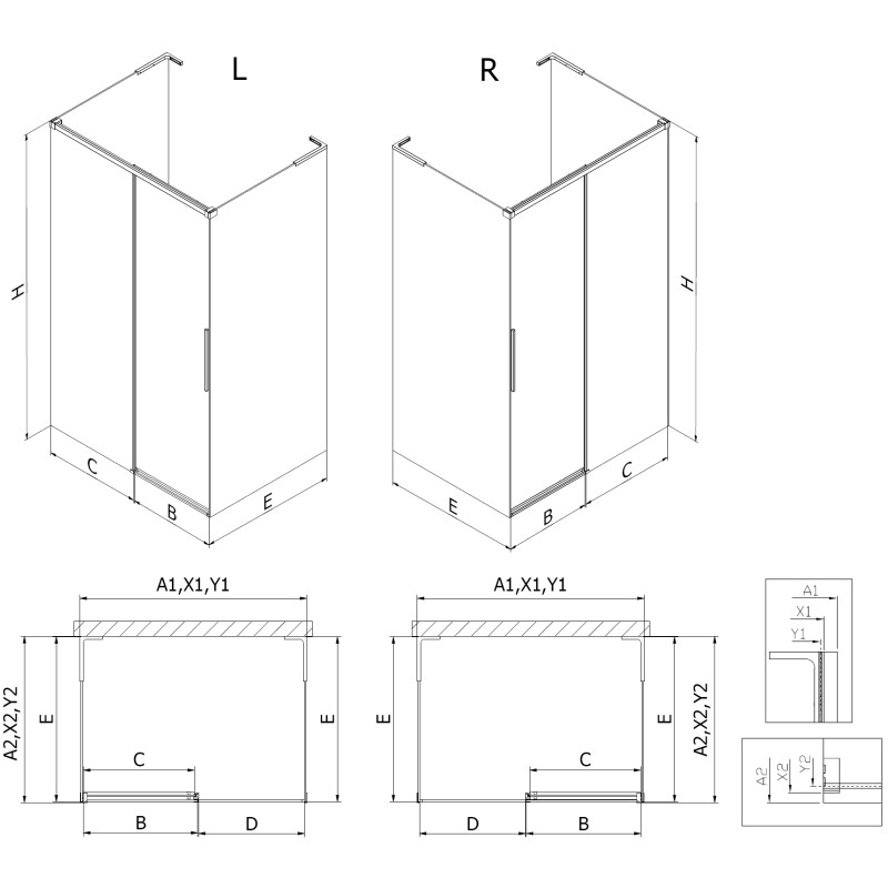 Mexen Rox-3S L cabina de duș cu 3 pereți glisantă 120 x 100 cm, transparentă, cromată - 8C2L-120-100-01-00-3S