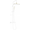 Mexen KX49 set de duș montat pe perete cu pară de duș și robinet termostatic, alb/auriu - 771504091-25