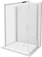Mexen Omega cabină de duș cu 3 pereți, culisantă 100 x 80 cm, transparentă, cromată + cădiță Flat - 825-100-080-01-00-3s-4010