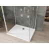 Cabina de duș Mexen Omega cu 3 pereți, glisantă 110 x 80 cm, transparentă, crom + cadă Flat - 825-110-080-01-00-3s-4010