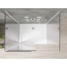Cabina de duș Mexen Omega cu 3 pereți, glisantă 110 x 80 cm, transparentă, crom + cadă Flat - 825-110-080-01-00-3s-4010