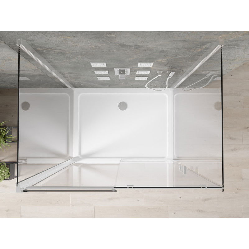 Mexen Omega-3S cabina de duș cu 3 pereți, glisantă 110x80 cm, transparentă, crom + cădiță Flat - 825-110-080-01-00-3s-4010