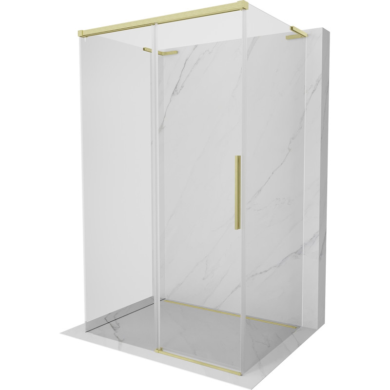 Mexen Rox-3S L cabina de duș 3 pereți culisanti 130 x 120 cm, transparentă, auriu periat - 8C2L-130-120-55-00-3S