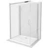 Cabină de duș Mexen Omega 3 pereți, culisantă 140 x 80 cm, transparent, crom + cadă Flat - 825-140-080-01-00-3s-4010