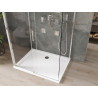 Mexen Omega-3S cabină de duș cu 3 pereți, glisantă 140x80 cm, transparentă, crom + cadă de duș plată