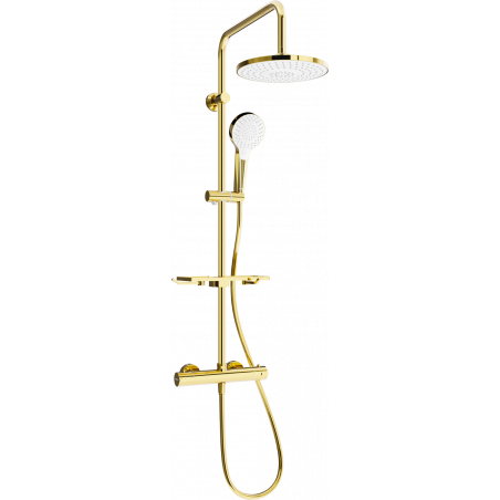 Mexen KT05 set de duș aplicat cu duș de plafon și baterie termostatică, auriu/alb - 771500593-50