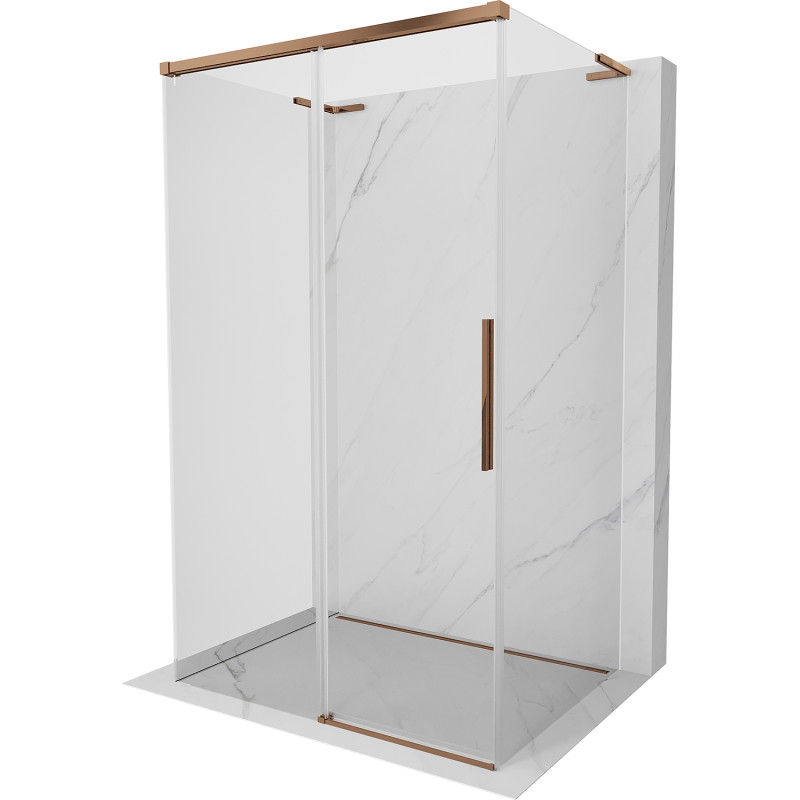 Mexen Rox-3S L 3-falú, 125 x 110 cm-es tolóajtós zuhanykabin, átlátszó, rózsaarany - 8C2L-125-110-60-00-3S