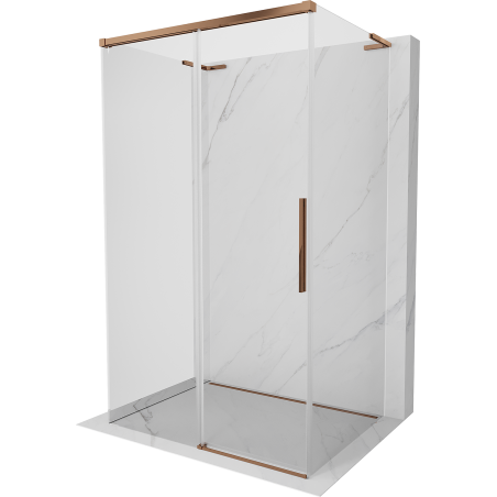 Mexen Rox-3S L 3-falú, 125 x 110 cm-es tolóajtós zuhanykabin, átlátszó, rózsaarany - 8C2L-125-110-60-00-3S