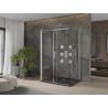 Mexen Omega-3S cabina de duș cu 3 pereți, glisantă 100x90 cm, transparent, crom + cadă Flat - 825-100-090-01-00-3s-4070