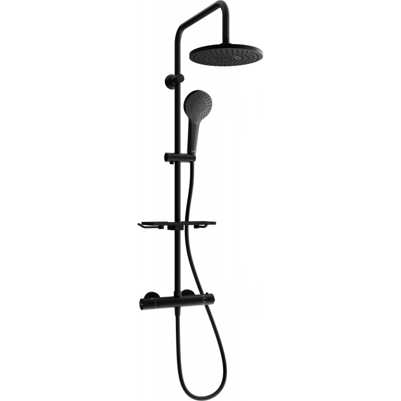 Mexen KT05 fali zuhanykészlet esőztető- és termosztátos csapteleppel, fekete - 771500593-70
