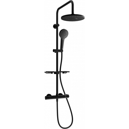 Mexen KT05 set de duș aparent cu rozetă și baterie termostatică, negru - 771500593-70