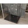 Cabină de duș Mexen Omega cu 3 pereți, culisantă 100 x 100 cm, transparent, crom + cadă Flat - 825-100-100-01-00-3s-4070