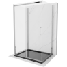 Cabină de duș Mexen Omega cu 3 pereți, culisantă 100 x 100 cm, transparent, crom + cadă Flat - 825-100-100-01-00-3s-4070