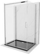 Mexen Omega cabină de duș cu 3 pereți, glisantă 110 x 80 cm, transparentă, crom + cadă Flat - 825-110-080-01-00-3s-4070
