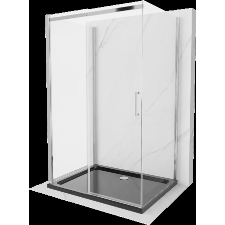 Mexen Omega cabină de duș extensibilă cu 3 pereți 110 x 90 cm, Transparent, Crom + cadă pentru duș Flat - 825-110-090-01-00-3s-4