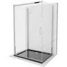 Cabină de duș Mexen Omega cu 3 pereți, glisantă 110 x 100 cm, transparentă, crom + cadă Flat - 825-110-100-01-00-3s-4070