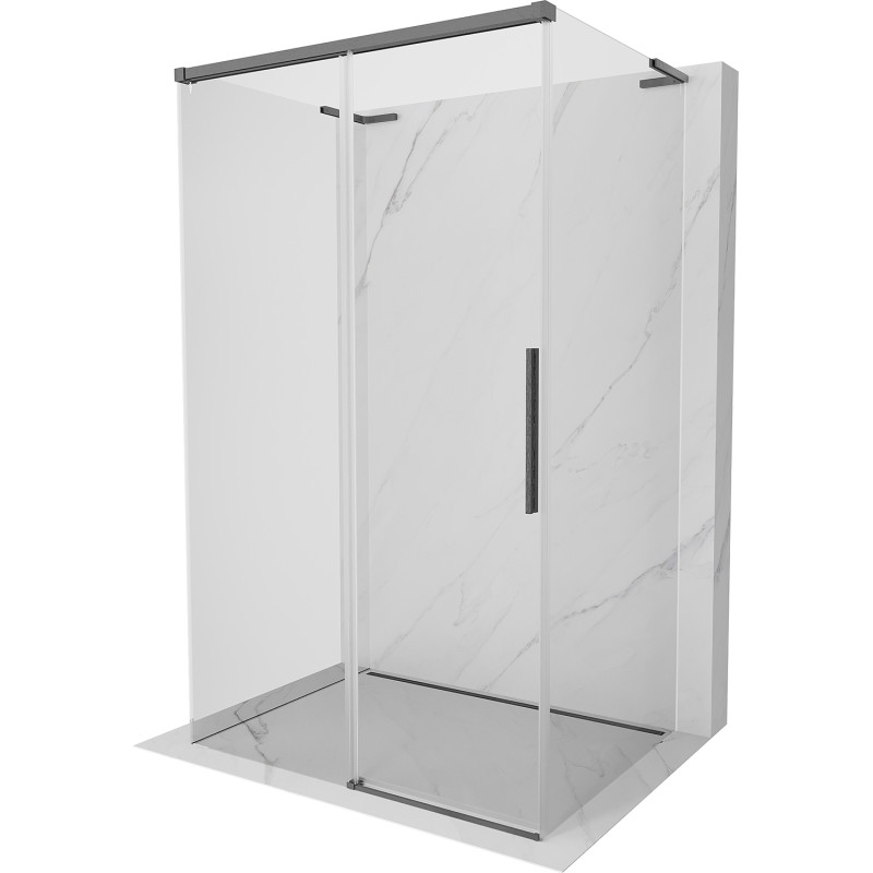 Mexen Rox-3S L 3-falú tolóajtós zuhanykabin 135 x 75 cm, átlátszó, gun gray kefe hatású - 8C2L-135-075-66-00-3S