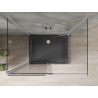 Mexen Omega-3S 3-oldalú zuhanykabin, tolóajtós 140x80 cm, átlátszó, króm + Flat zuhanytálca - 825-140-080-01-00-3s-4070