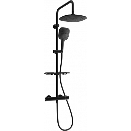 Mexen KT17 set de duș montat pe perete, cu pluviu și baterie termostatică, negru - 771501793-70