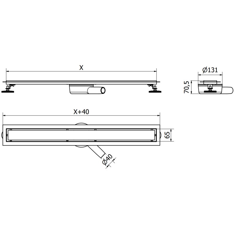 Mexen Flat 360° M13 scurgere liniară rotativă 2în1 90 cm, auriu - 1510090-40