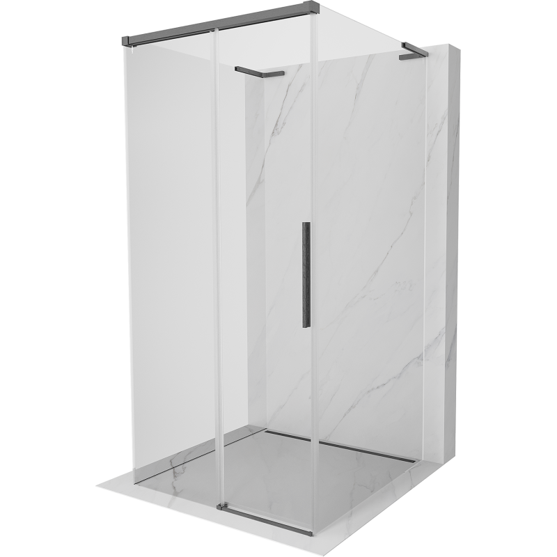 Mexen Rox-3S L cabina de duș culisantă cu 3 laturi 110 x 110 cm, transparent, gri-închis periat - 8C2L-110-110-66-00-3S