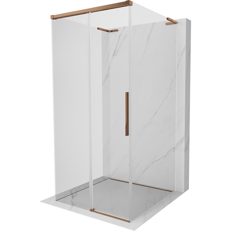 Mexen Rox-3S L cabina de duș glisantă cu 3 pereți 110 x 110 cm, transparentă, aur roz - 8C2L-110-110-60-00-3S