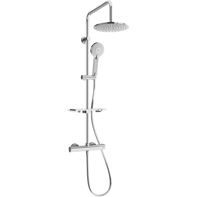 Mexen KT40 set de duș montat pe perete cu duș cu efect de ploaie și baterie termostatică, crom - 771504093-00