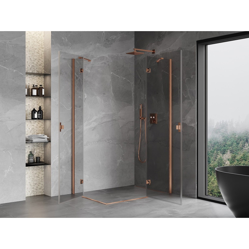 Mexen Mist-H Cabină de duș Duo cu deschidere dreapta, 90 x 120 cm, transparentă, cupru periat - 8A5-090L-120P-65-00