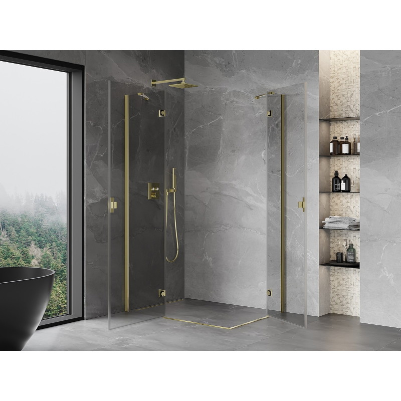 Mexen Mist-H Duo cabină de duș cu deschidere pe stânga 110 x 105 cm, transparent, auriu - 8A5-1105L-105P-50-00