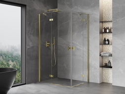 Mexen Mist-H Duo cabină de duș cu deschidere pe stânga 110 x 105 cm, transparent, auriu - 8A5-1105L-105P-50-00