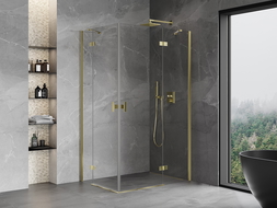 Mexen Mist H Duo cabină de duș batantă 100 x 120 cm, transparent, auriu - 8A5-100L-120P-50-00